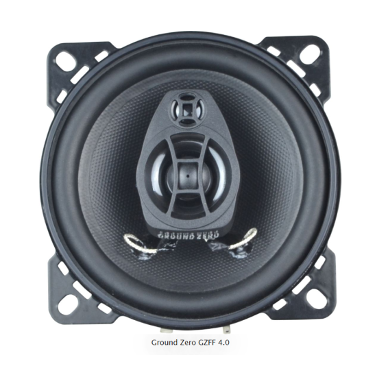 Ground Zero GZFF 4.0 2-drożne głośniki współosiowe o średnicy woofera 100 mm. Moc woofera 70 W RMS / 100 W